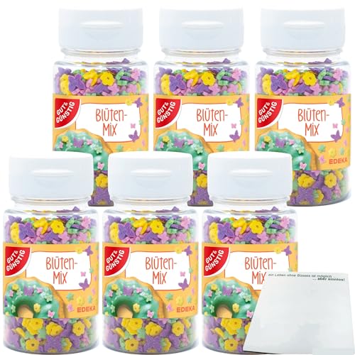 Gut&Günstig Streudekor Blumenwiese Blüten-Mix 6er Pack (6x60g) + usy Block von usy