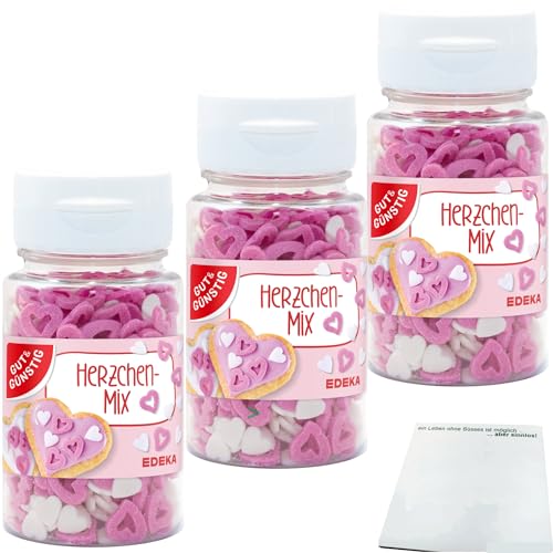 Gut&Günstig Streudekor Herzen Dekor Herzen Herzchen-Mix 3er Pack (3x57g) + usy Block von usy