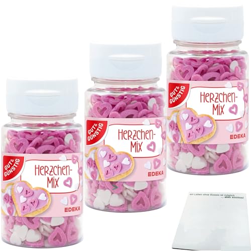 Gut&Günstig Streudekor Herzen Dekor Herzen Herzchen-Mix 3er Pack (3x57g) + usy Block von usy