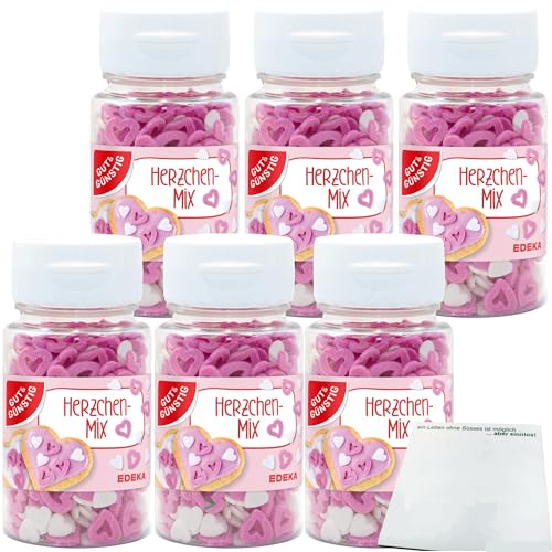 Gut&Günstig Streudekor Herzen Dekor Herzen Herzchen-Mix 6er Pack (6x57g) + usy Block von usy