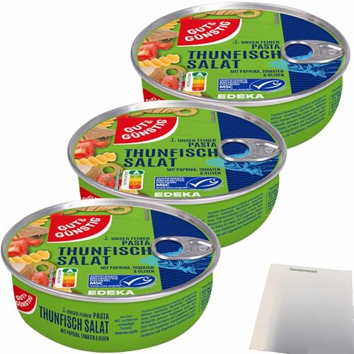 Gut&Günstig Thunfisch Salat Pasta mit klassisch-italienischen Zutaten 3er Pack (3x160g Dose) + usy Block von usy