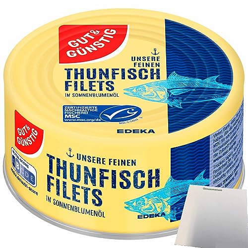 Gut&Günstig Thunfischfilets in Sonnenblumenöl (195g Dose) + usy Block von usy