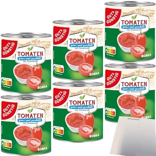 Gut&Günstig Tomaten ganz geschält mit Tomatensaft 6er Pack (6x800g Dose) + usy Block von usy