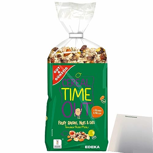 Gut&Günstig Traube-Nuss-Müsli mit Rosinen und Nüssen aus Vollkornflocken (1000g Packung) + usy Block von usy