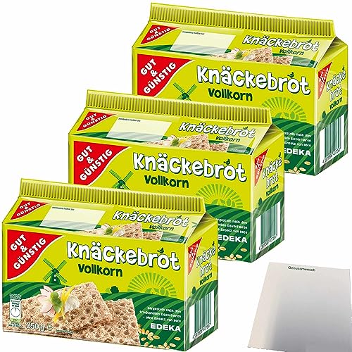 Gut&Günstig Vollkorn-Knäckebrot reich an Ballaststoffen 3er Pack (3x250g Packung) + usy Block von usy