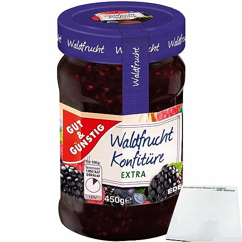 Gut&Günstig Waldfrucht Konfitüre extra mit 50% Frucht (450g Glas) + usy Block von usy