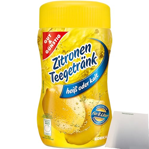 Gut&Günstig Zitronen-Teegetränk kalt oder heiß zu genießen 50% kalorienreduziert (400g Packung) + usy Block von usy