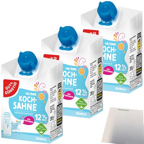 Gut&Günstig haltbare Kochsahne 12% Fett 3er Pack (3x200g Packung) + usy Block von usy