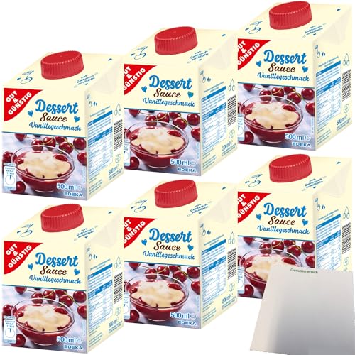 Gut&Günstig sahnige Dessertsauce mit Vanillegeschmack 6er Pack (6x500ml Packung) + usy Block von usy