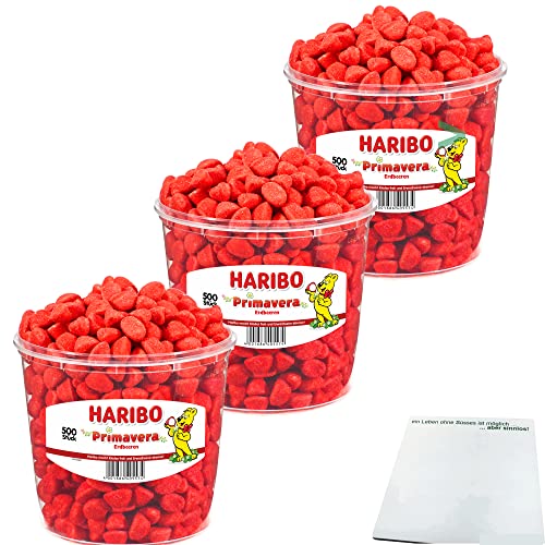 Haribo Primavera Erdbeeren klein Schaumzucker 1500 Stück (3x 1,15kg) + usy Block von usy