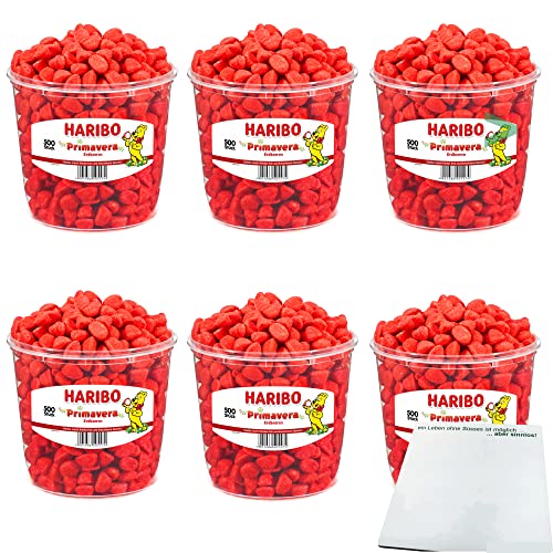 Haribo Primavera Erdbeeren klein Schaumzucker 3000 Stück (6x 1,15kg) + usy Block von usy