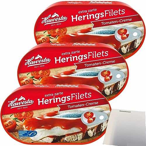 Hawesta Heringsfilets in Tomaten-Creme MSC 3er Pack (3x200g Dose) + usy Block von usy