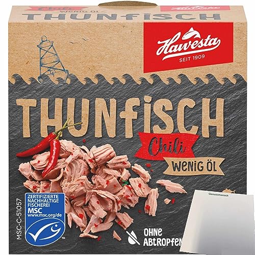 Hawesta Thunfisch Chili wenig ÖL MSC (110g Dose) + usy Block von usy