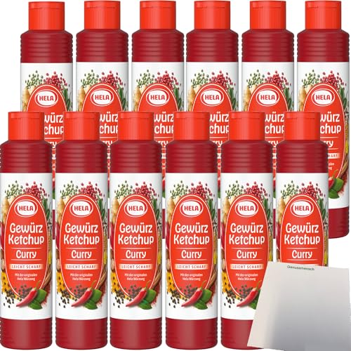 Hela Curry Gewürz Ketchup leicht scharf VPE (12x800ml Flasche) + usy Block von usy