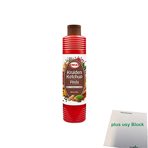 Hela Kruiden Ketchup Pinda (800ml Flasche Kräuter Ketchup Erdnuss) + usy Block von usy