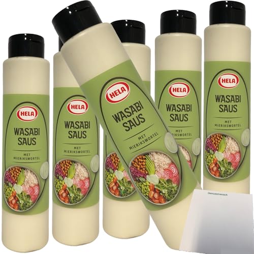 Hela Wasabi-Sauce mit Meerrettich 6er Pack (6x800ml Flasche) + usy Block von usy
