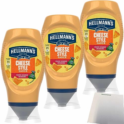 Hellmann's Cheese Style Sauce perfekt zu Burger und Nachos 3er Pack (3x250ml Flasche) + usy Block von usy