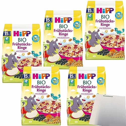 Hipp Bio Kinder Frühstücks-Ringe ohne Zuckerzusatz VPE (5x135g Packung) + usy Block von usy