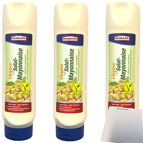 Homann vegane Mayonnaise 50% laktose glutenfrei 3er Pack (3x875ml Tube) + usy Block von usy