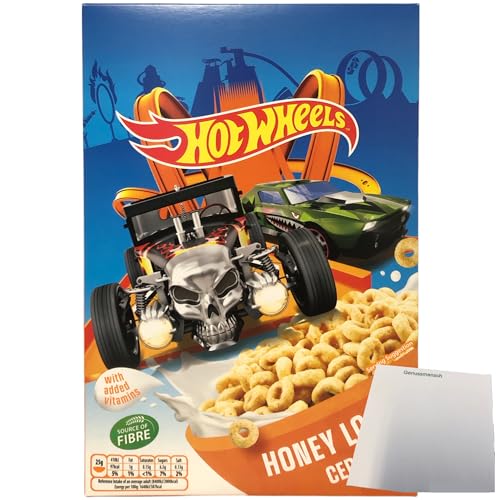 Hot Wheels Honey Loops Frühstückscerealien aus Vollkorngetreide mit Honig (375g Packung) + usy Block von usy