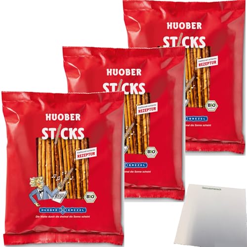Huober Sticks Bio Salzstangen 3er Pack (3x175g Packung) + usy Block von usy