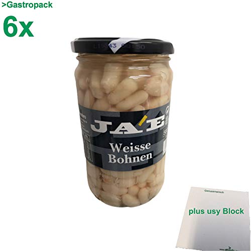 JA´E Weisse Bohnen Gastropack (6x560g Glas) + usy Block von usy
