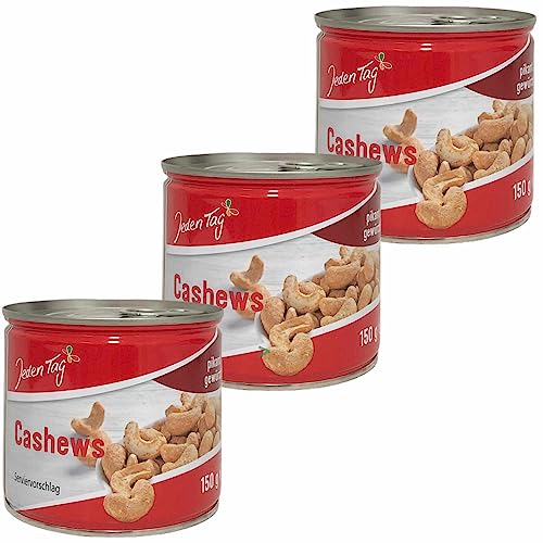 Jeden Tag Cashews pikant gewürzt Cashewkerne 3er Pack (3x150g Dose) + usy Block von usy