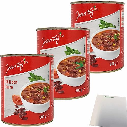 Jeden Tag Chili Con Carne Fertiggericht 3er Pack (3x800g Dose) + usy Block von usy