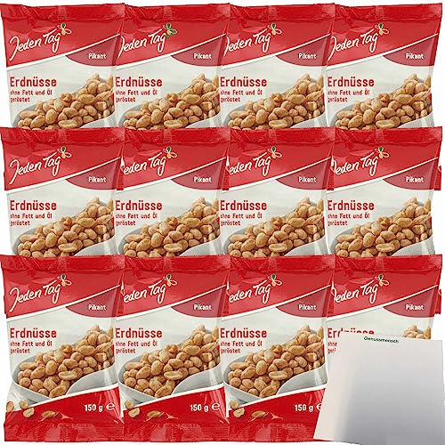 Jeden Tag Erdnüsse Pikant Gewürzt 12er Pack (12x150g Packung) + usy Block von usy