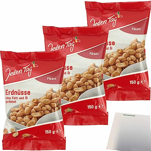 Jeden Tag Erdnüsse Pikant Gewürzt 3er Pack (3x150g Packung) + usy Block von usy
