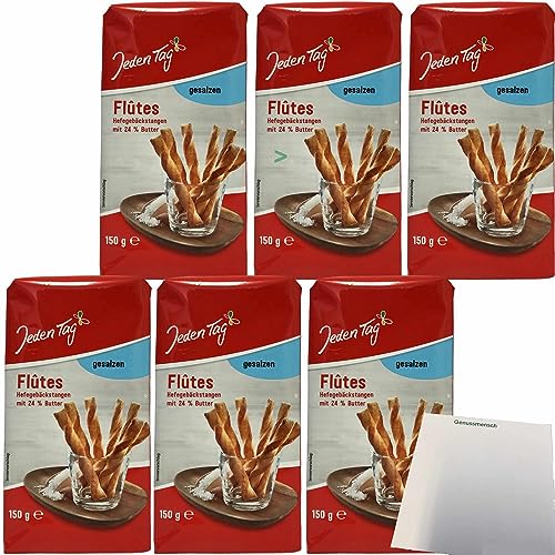 Jeden Tag Flutes gesalzene Hefegebäckstangen mit 24% Butter 6er Pack (6x150g Packung) + usy Block von usy