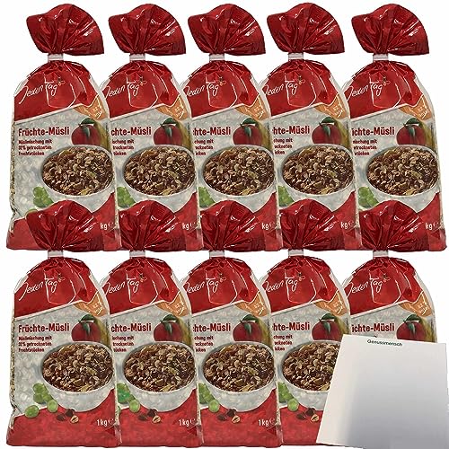 Jeden Tag Früchte-Müsli 10er Pack (10x1000g Packung) + usy Block von usy