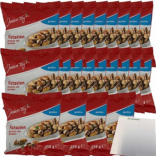 Jeden Tag Pistazien geröstet und gesalzen 22er Pack (22x250g Packung) + usy Block von usy