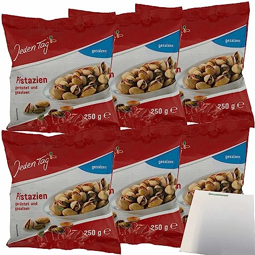 Jeden Tag Pistazien geröstet und gesalzen 6er Pack (6x250g Packung) + usy Block von usy