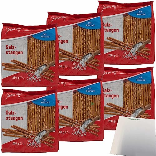 Jeden Tag Salzstangen mit Meersalz 6er Pack (6x250g Packung) + usy Block von usy