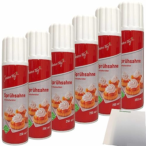 Jeden Tag Sprühsahne 30% 6er Pack (6x250 ml Dose) + usy Block von usy