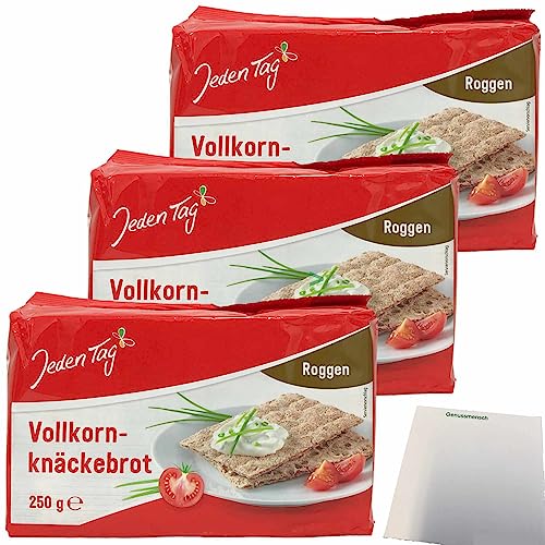 Jeden Tag Vollkorn Knäckebrot Roggen 3er Pack (3x250g Packung) + usy Block von usy