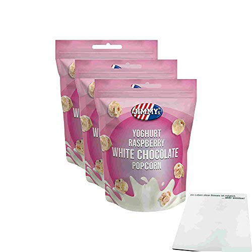 Jimmy's Yoghurt Raspberry White Cocolate Popcorn 3er Pack (3x120g Beutel) + usy Block von usy