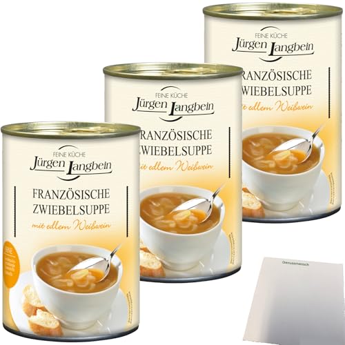 Jürgen Langbein Französische Zwiebelsuppe mit edlem Weißwein 3er Pack (3x400ml Dose) + usy Block von usy