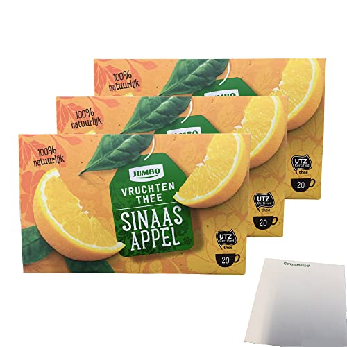 Jumbo Vruchten Thee (Früchtetee) Orange 3er Pack (3x20 Teebeutel, 30g Packung) + usy Block von usy
