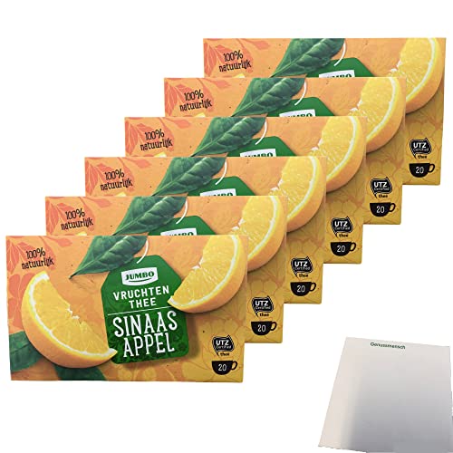 Jumbo Vruchten Thee (Früchtetee) Orange 6er Pack (6x20 Teebeutel, 30g Packung) + usy Block von usy