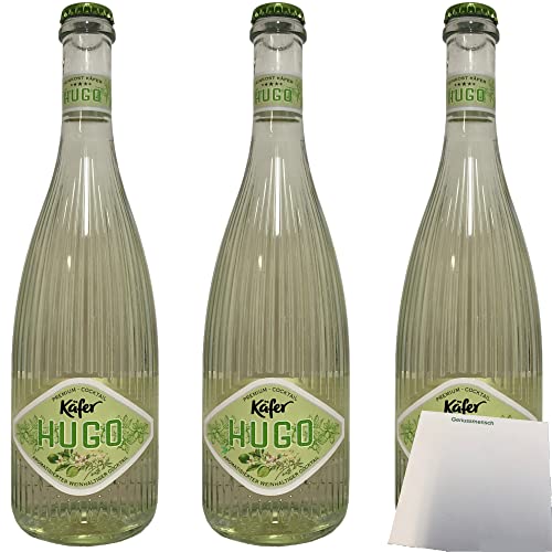 Käfer Hugo Holunderblüte & Limette Weinhaltiger Cocktail 6,9%vol. 3er Pack (3x0,75 Liter Flasche) + usy Block von usy