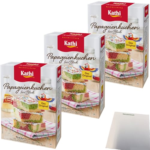 Kathi Backmischung Papageienkuchen fürs Blech 3er Pack (3x840g Packung) + usy Block von usy