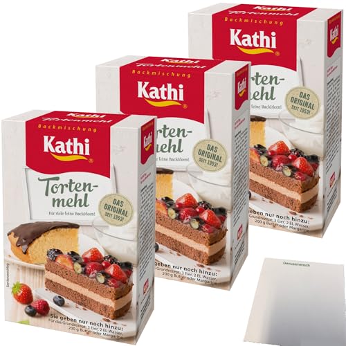 Kathi Backmischung Tortenmehl 3er Pack (3x400g Packung) + usy Block von usy