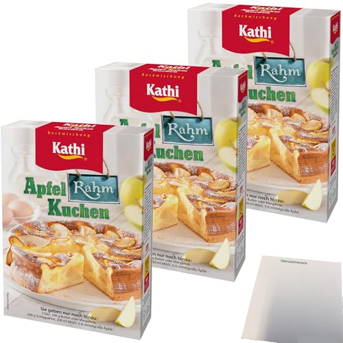 Kathi Backmischung für Apfel Rahm Kuchen 3er Pack (3x370g Packung) + usy Block von usy