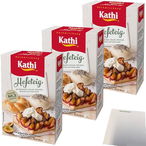 Kathi Backmischung für Hefeteig 3er Pack (3x400g Packung) + usy Block von usy