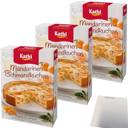 Kathi Backmischung für Mandarinen Schmandkuchen 3er Pack (3x460g Packung) + usy Block von usy