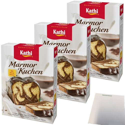 Kathi Backmischung für Marmorkuchen 3er Pack (3x450g Packung) + usy Block von usy