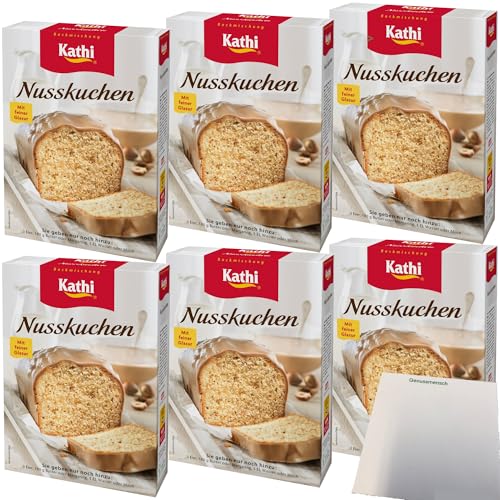 Kathi Backmischung für Nusskuchen mit Glasur 6er Pack (6x450g Packung) + usy Block von usy