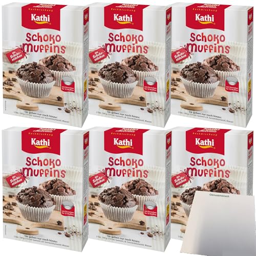 Kathi Backmischung für Schoko Muffins mit Schokoladenstücken und Förmchen 6er Pack (6x380g Packung) + usy Block von usy